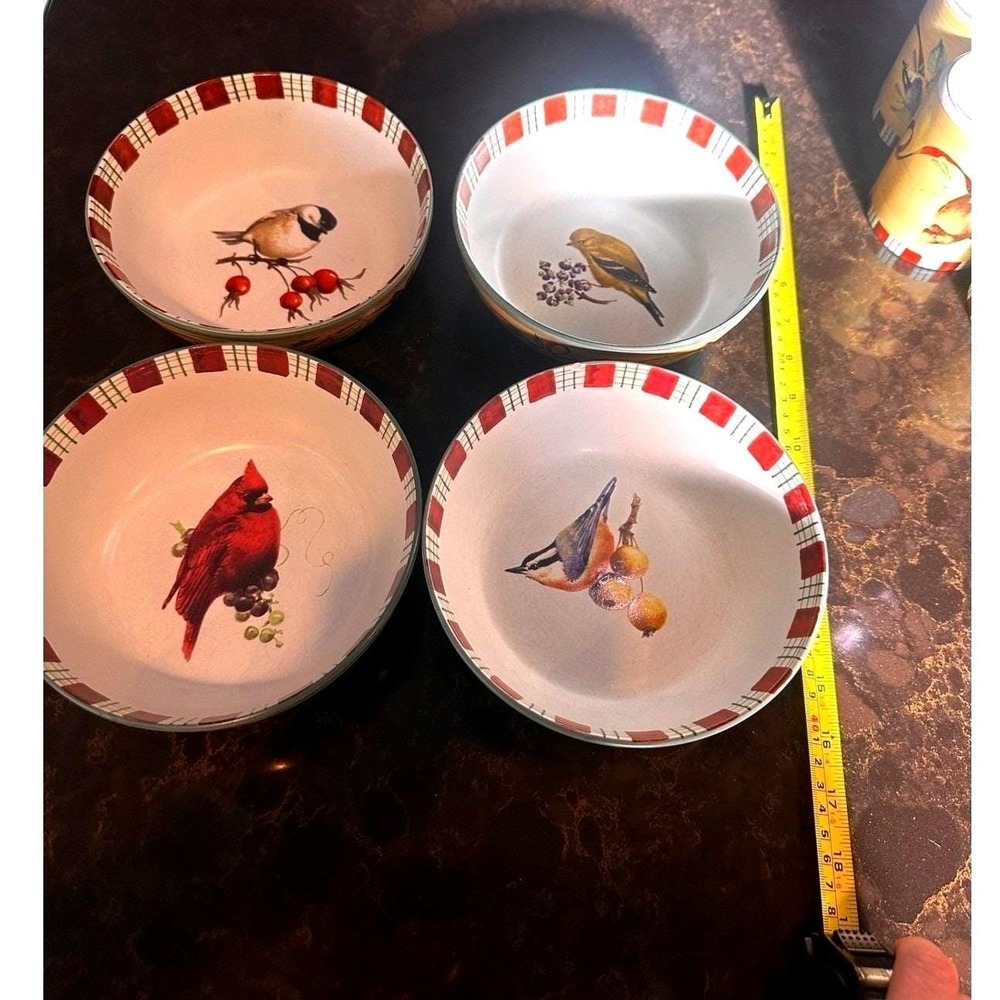 VINT Lenox Winter Greetings Everyday Bird Bowls Set of 4 Catherine McClung 1999
